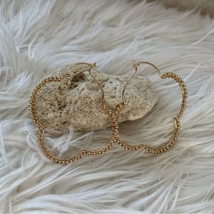 Gold Flower Shaped Hoop Earrings